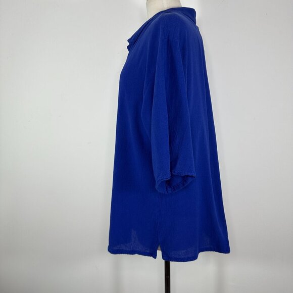 Oh My Gauze Size 2 Blue Cotton 2Pc Short Sleeve Buttons Blouse & Top Lagenlook - Picture 6 of 16